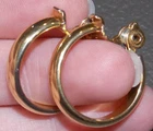 Vintage Monet Goldtone Metal Hoop Clip On Earrings Costume Jewelry