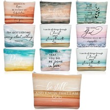 10 Pcs Christian Valentines Gifts for Women Bulk Religious Cosmetic Bags Insp...