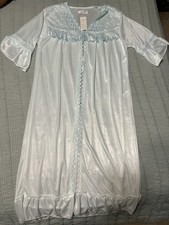 NOS VTG Chase New Design Babydoll Lace Floral Robe Sleepwear Powder Blue S/M