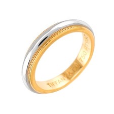 TIFFANY Co. Milgrain Band Ring 18K 750 YG Platinum Size4.5(US) 90324300