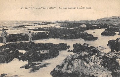 Old postcard 85 of CROSS OF LIFE IN SION / LA COTE SAUVAGE A TIDE LOW