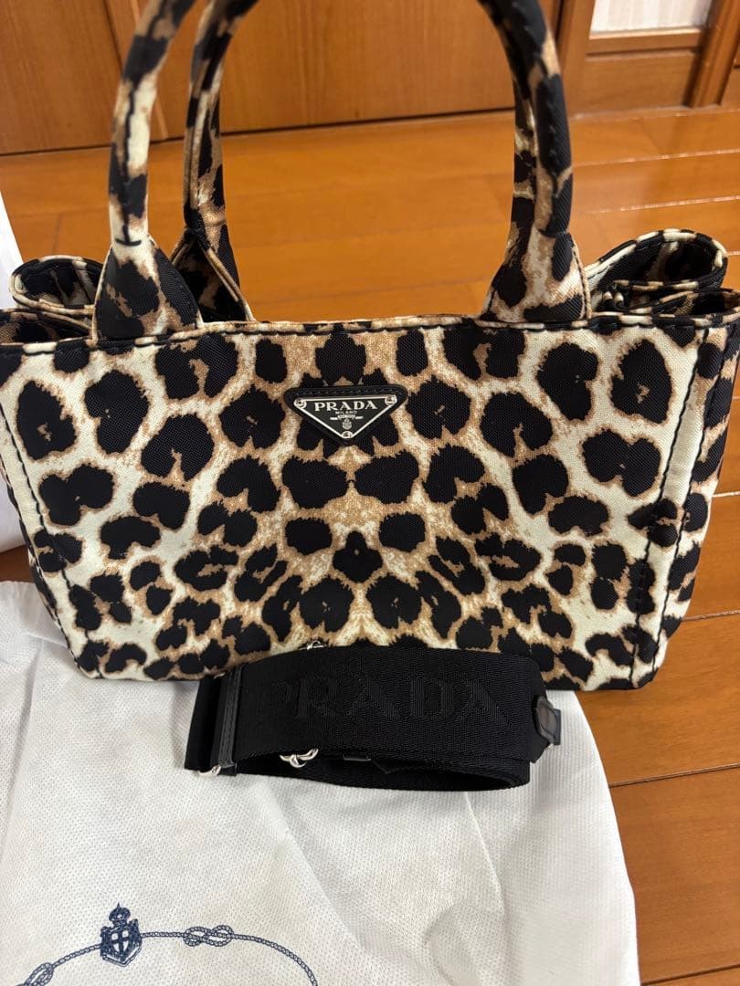 Prada Tote Shoulder Bag Leopard Print Japan thumbnail 15