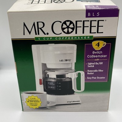 NEW - Vintage Mr. Coffee BL5 Switch Coffee Maker 4 Cup Carafe White 1999