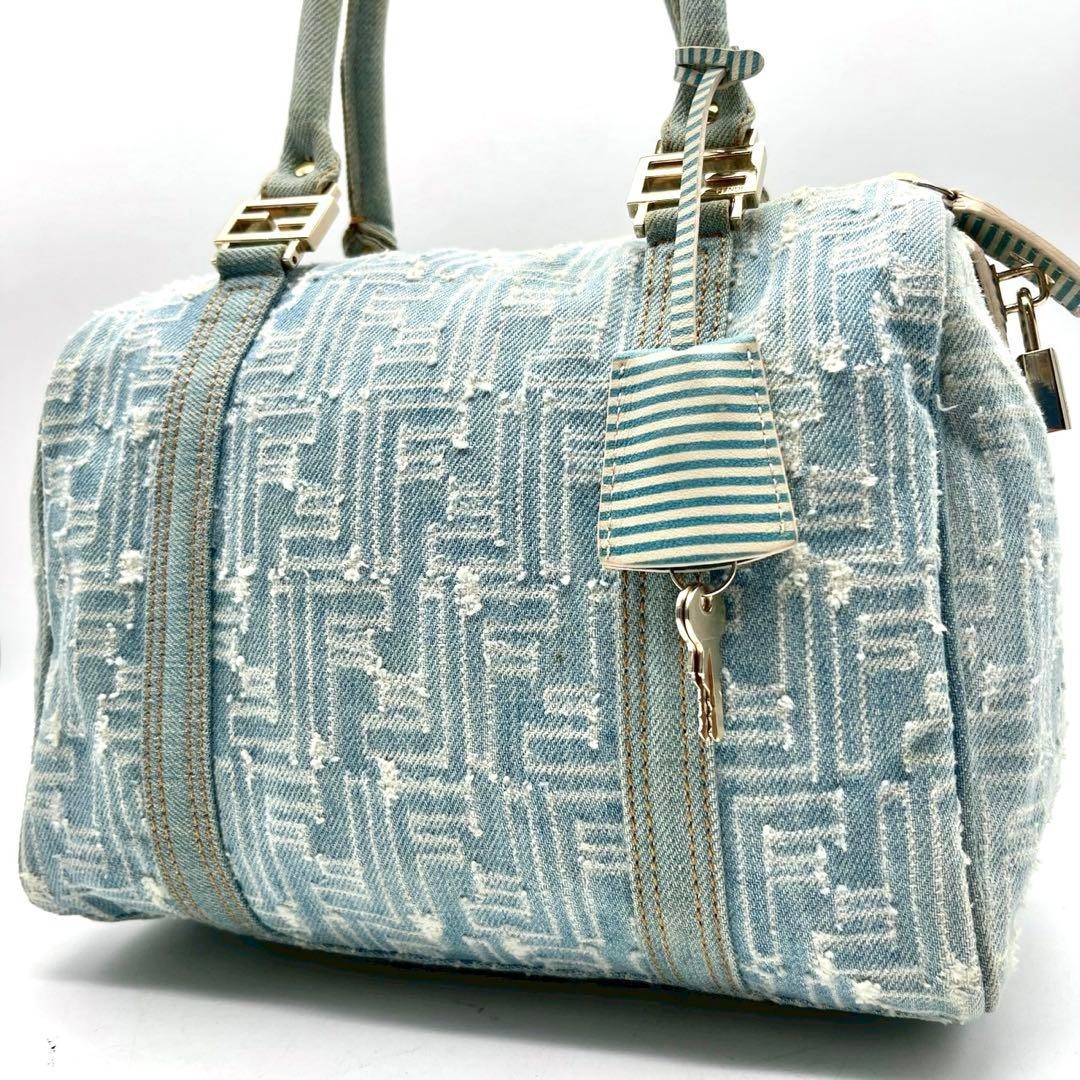 Fendi Authentic Denim Blue Boston Bag for Women Free Shipping