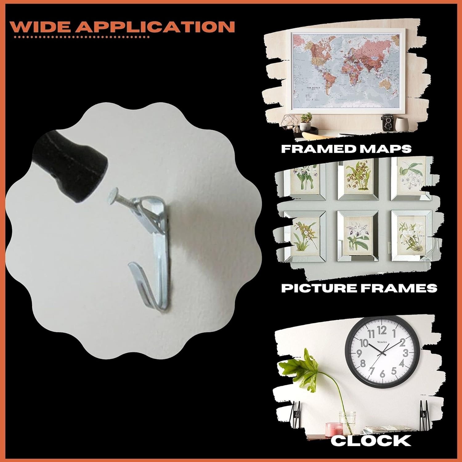 Performore 5 Pack of Heavy Duty Picture Hanger Hooks with Nails, 100lbs Frame Ho