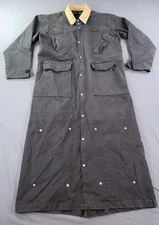 J Peterman Jacket Mens Medium Black Horsemans Riding Duster Canvas Corduroy Long