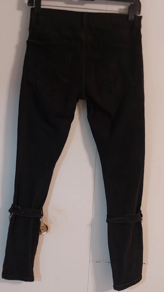 Pantalones de mezclilla para hombre BLK Social Collision 28X28 tachuelas cadenas hebillas cremalleras Y2K Foto 2 de 4