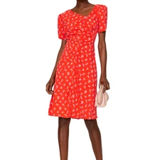 Love, Whit by Whitney Port Red Printed Dress - Size Medium