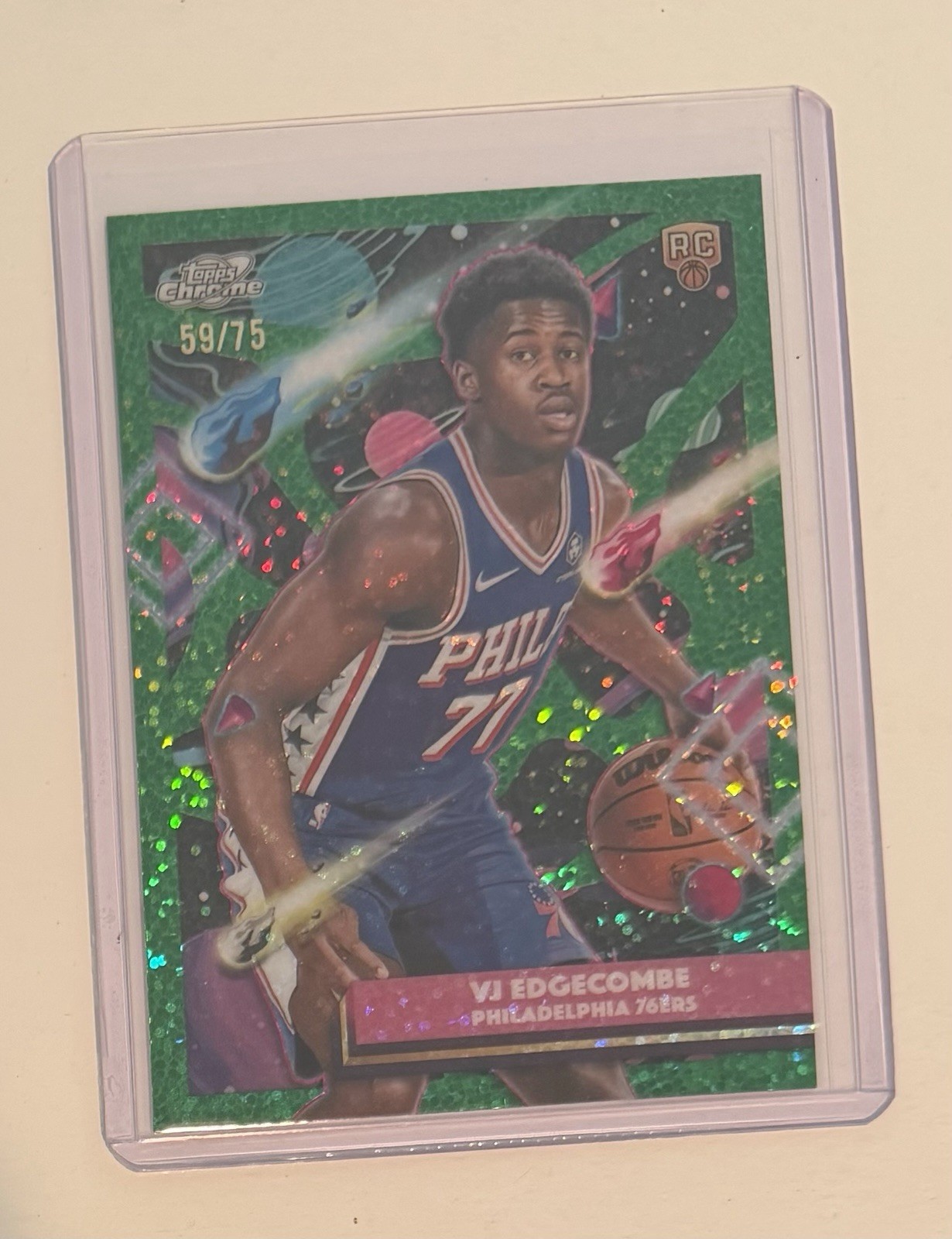 2025-26 Topps Chrome Cosmic VJ Edgecombe Green Space Dust /75
