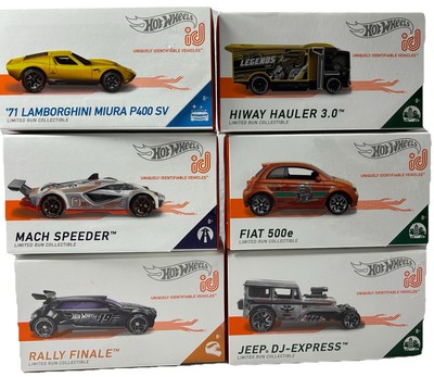 Hot Wheels ID Series 1 Cars Lot Of 6 Mach Hauler Lamborghini Fiat Rally Jeep DJ
