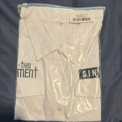 In This Moment Sinner Work Shirt XL White Short Sleeve Button Down MAB176A-XL
