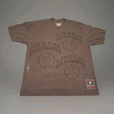 Travis Scott x Mitchell & Ness x University of Miami Brown T Shirt Men's XL 