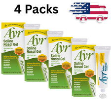 4 PACK Ayr Saline Nasal Gel, With Soothing Aloe, 0.5 Ounce Tube