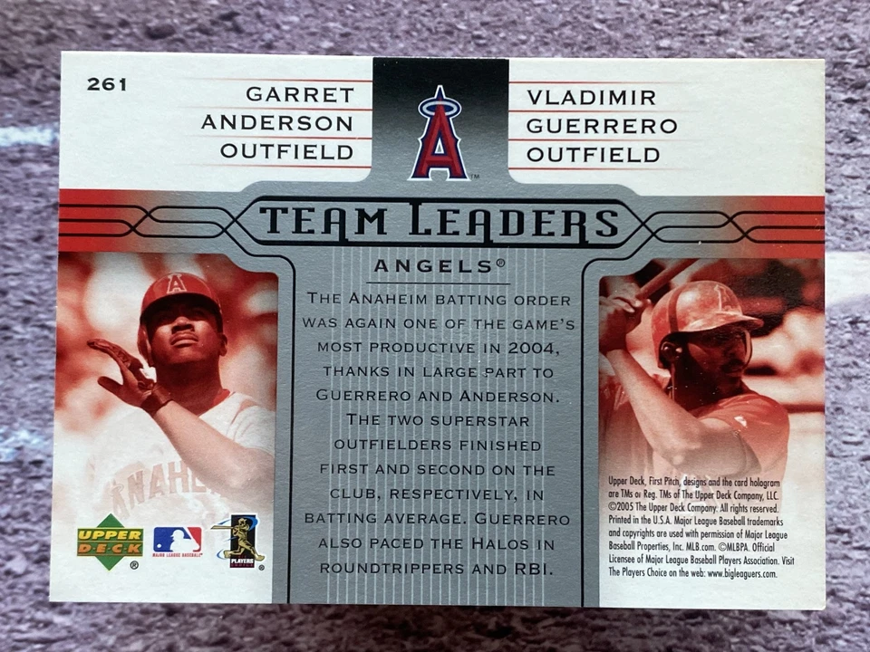 2005 Upper Deck First Pitch Garret Anderson Vladimir Guerrero #262 Angels - Image 2 of 2