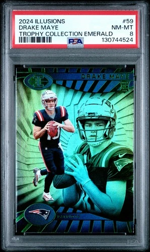 2024 PANINI ILLUSIONS TROPHY COLL EMERALD #59 DRAKE MAYE PSA 8
