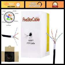 1000FT Cat5e Outdoor Shielded Ethernet Cable, Waterproof, Direct Burial, 350MHz