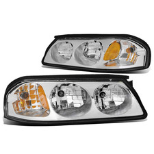 Dna Motoring Hl-Oh-Ci00-Ch-Am Chrome Amber Headlights Compatible 00-05 Chevy
