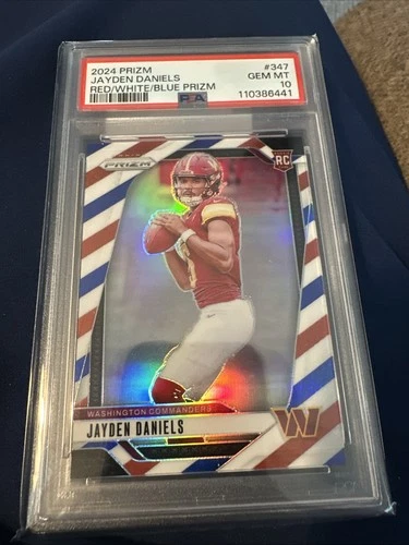 2024 Prizm Jayden Daniels Red/White/Blue Prizm PSA 10