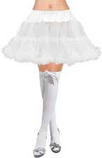2 Pcs Women's Petticoat Skirts Tutu Tulle Under skirt Satin Bow Thigh High white