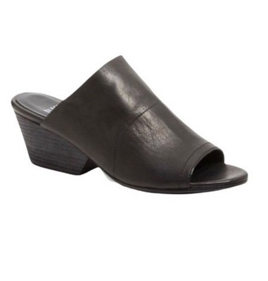 EILEEN FISHER Juju' Tumbled Leather Open Toe Mule Black 7 Minimalist