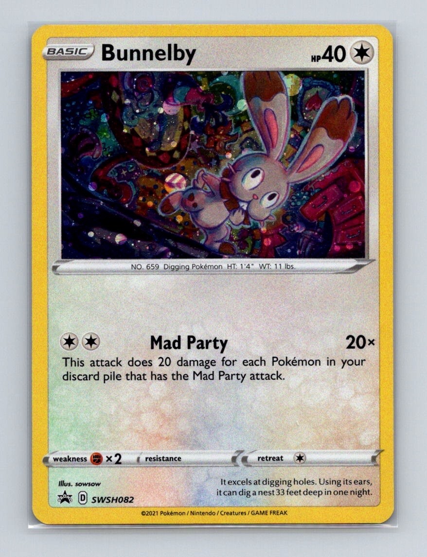 Bunnelby SWSH082 Pokemon Sword & Shield Black Star Promo Cosmos Holo Card NM+ e