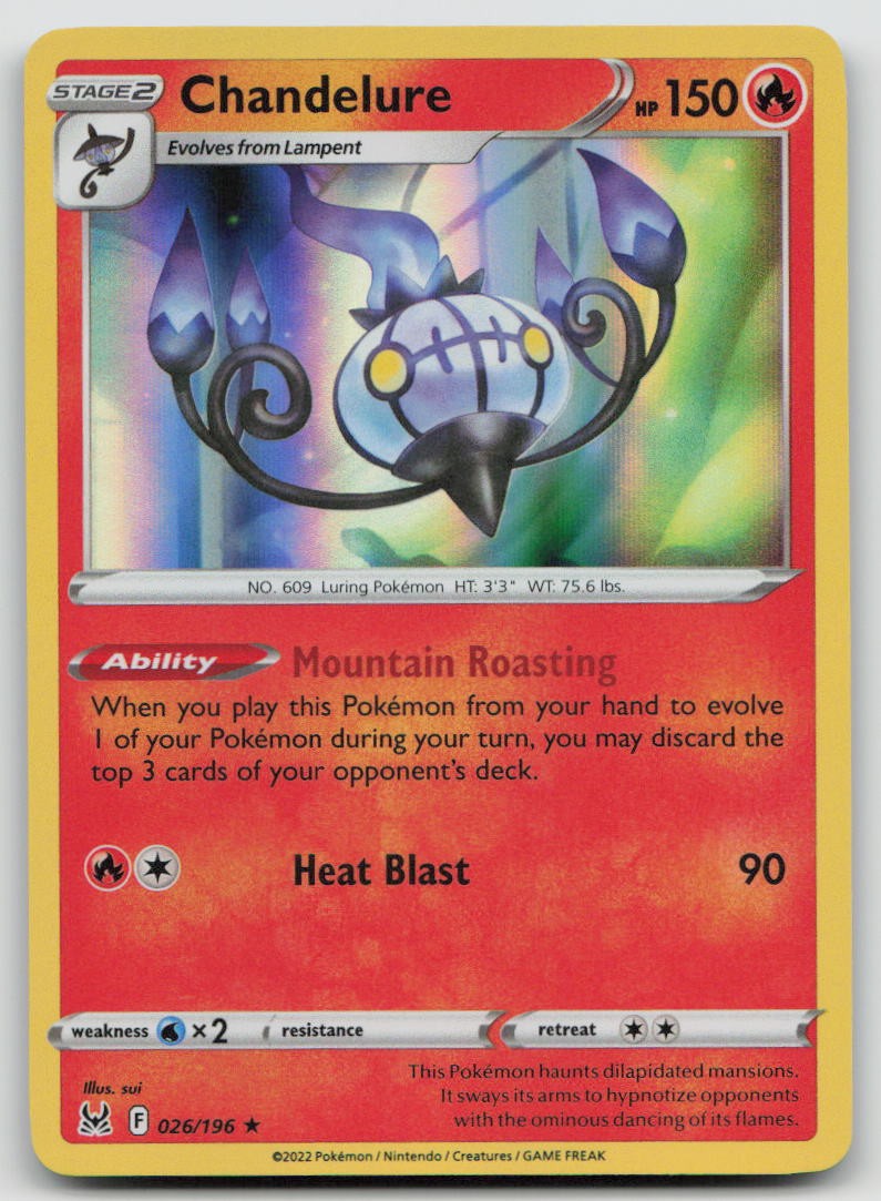 Chandelure 026/196 Holo Rare Lost Origin Pokemon Holo NM