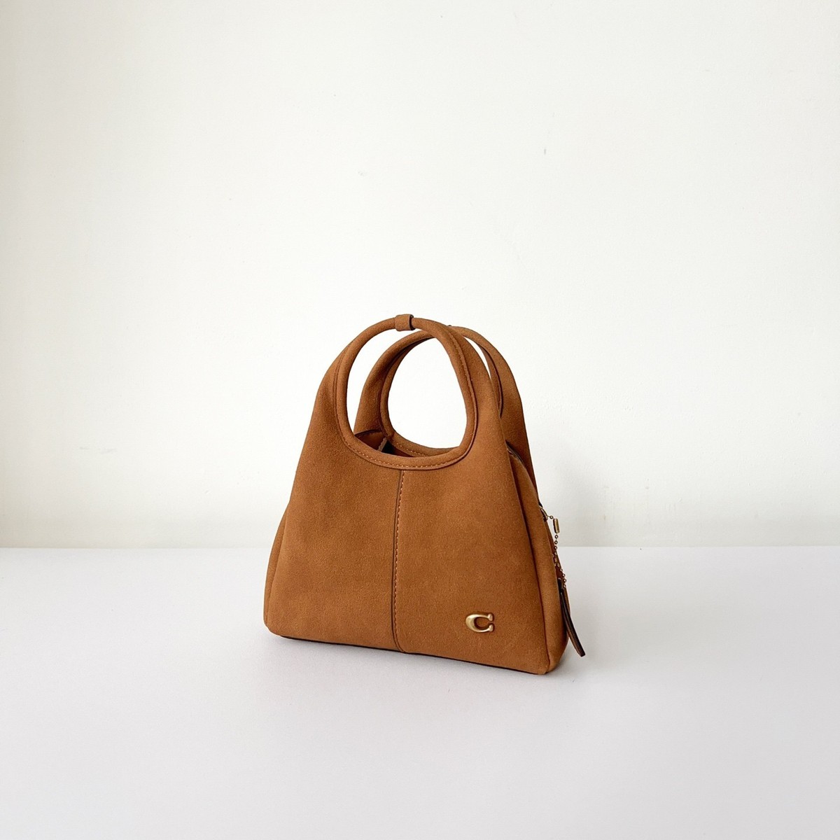 Coach Mini Lana Bag Brown Suede Leather Chain Crossbody Handbag C