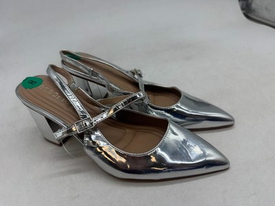 BCBGeneration Middea Pumps Women's Silver Metallic Pointy Toe Slingback Heel - 8