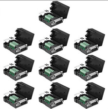 D-SUB DB9 Black Cover Male 9Pin Plug Breakout Terminals Screw Type Connector 10X