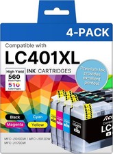 LC401 Ink Cartridges for Brother Printer High Yield 4-Pack Replacement for Broth