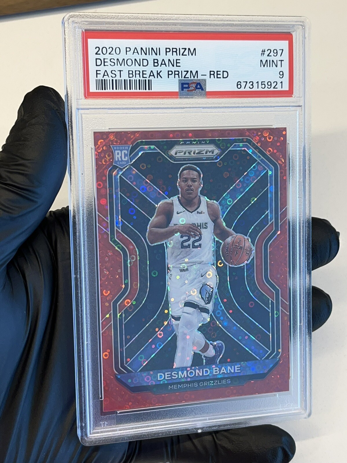 DESMOND BANE 2020-21 Prizm Fast Break Disco Red Prizm Rookie /125 PSA 9 🔥💥