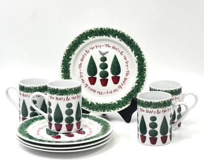 Department 56 The Holly & The Ivy Plates Cups Set of 8 Dept 8'' Salad Dish 4'' Mug
