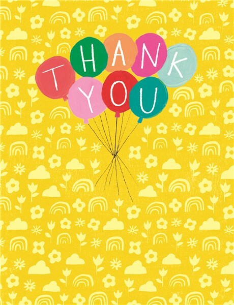 Colourful Balloons Thank You Card - Embossed Metallic Foil Modern Design