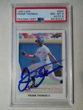 PSA 8 8 AUTOGRAPH 1990 LEAF FRANK THOMAS #300 NICER SIGNED