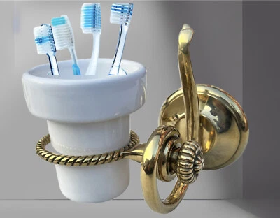 Zahnbürstenhalter Wc Papierhalter Messing Porzellan Badzubehör Zahnputzbecher - Bild 1 von 4