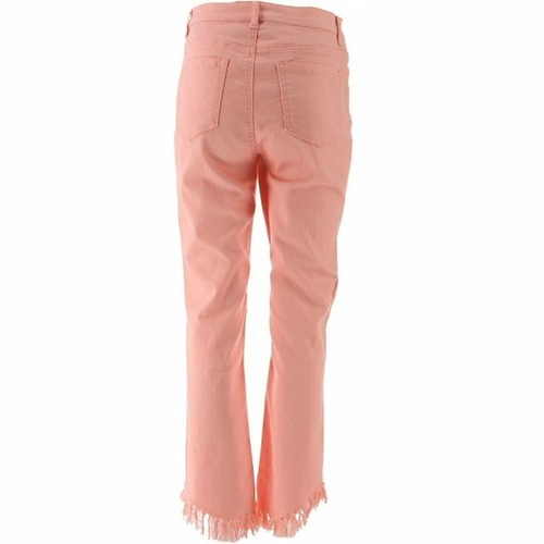 Jeans denim 10 DG2 Diane Gilman impreziositi orlo frange cropped BLUSH rosa 687-739 - Foto 3 di 5