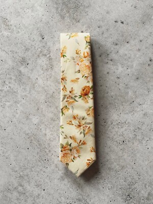 Yellow Floral Cotton Neck Ties for Men Groomsmen Wedding London Jae Apparel