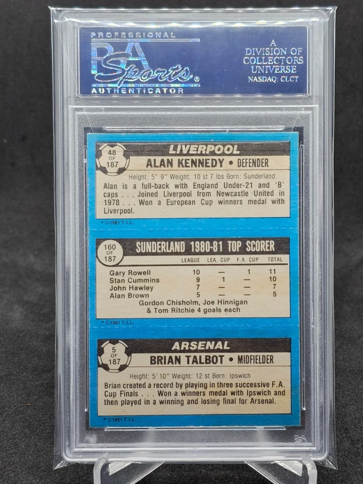 1981 Topps Ireland EPL PSA 9 Alan Kennedy Rowell Brian Talbot Liverpool Arsenal - Image 2 of 2