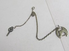 1900 ANTIQUE SILVER ALBERT POCKET WATCH CHAIN SILV DOUBLE SIDED FOBS KEY 19.25g