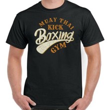Muay Thai T-Shirt Kick Boxing Gym Mens Martial Arts MMA Top UFC Skull Boxer