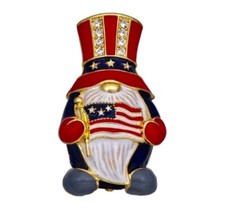 Napier Americana Gnome Brooch Pin Red White Blue GoldTone July 4th W Box NEW