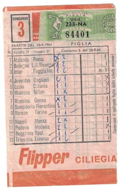 Card Totocalcio advertising cones Perugina year 1964/1965 no. 3