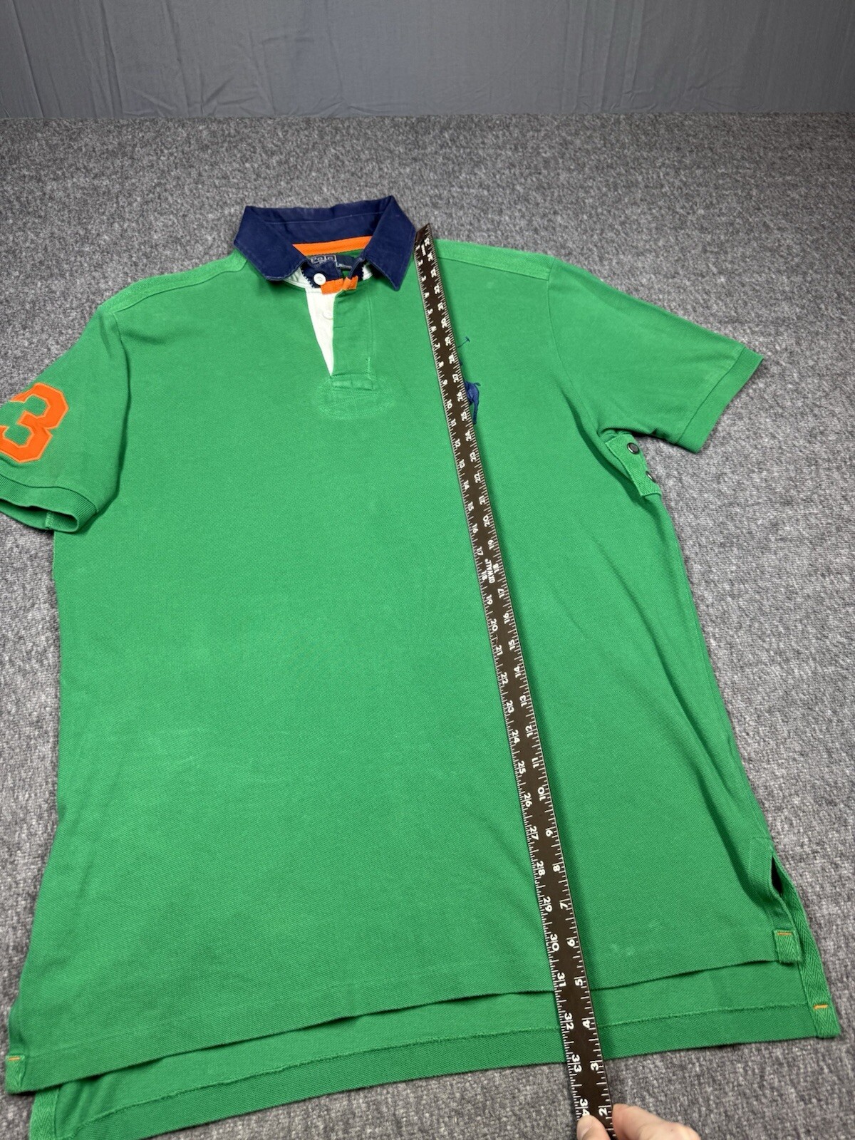Polo Ralph Lauren Rugby Shirt Uomo L Verde Big Pony Anni 90 Bottone Gomma #3 Vintage