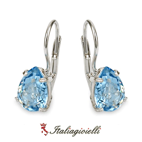 Orecchini Goccia tipo Acquamarina in Argento 925 Rodiato Oro Bianco - Immagine 4 di 4