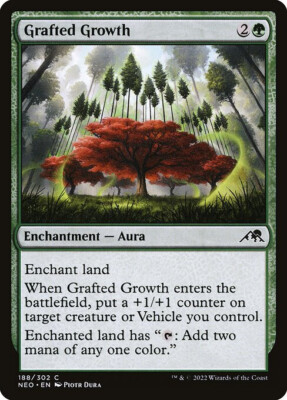 NM Foil Grafted Growth, MTG, Kamigawa Neon Dynasty, Magic the Gathering, 188