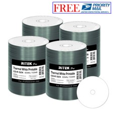 400 Pack Ritek Pro CD-R 52X 700MB White Thermal Hub Printable Blank Media Disc
