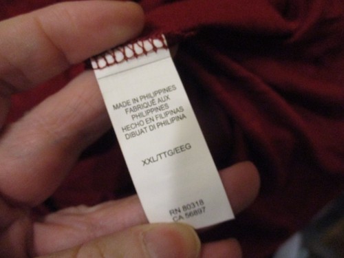 NWT Lucky Brand Cranberry Red Burnout Velvet Bib Roll Tab Sleeve Tunic Top XXL - Picture 6 of 6