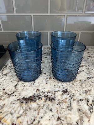 NEW Set Of 4 Opaque Blue Acrylic Plastic Tumblers Glasses | eBay