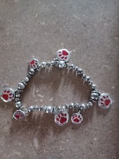 Dog Lover Puppy Dog Animal Paw Stamp Charm stretch Bracelet - Dog lover gift