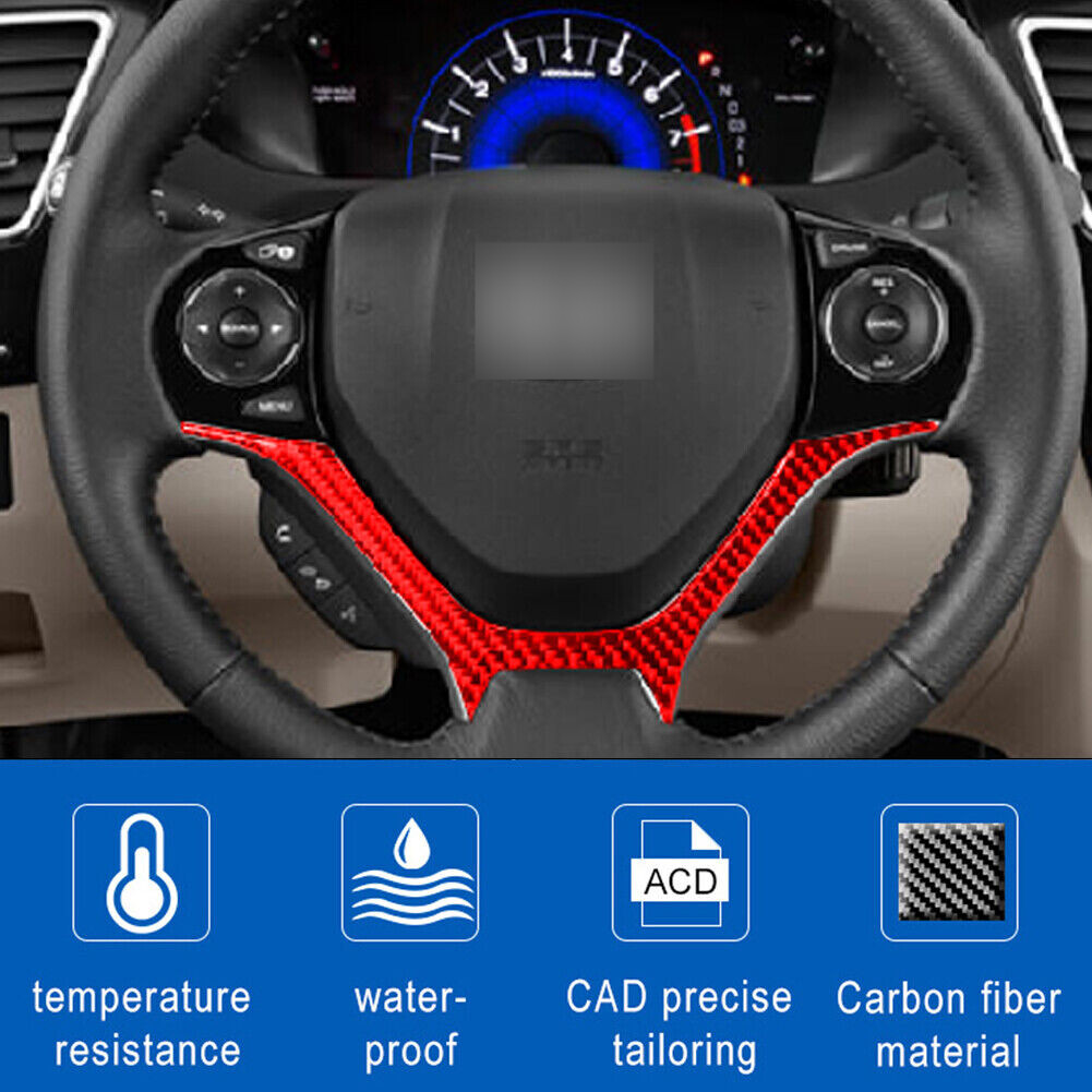 Red Carbon Sticker For Civic Red Carbon Fiber Steering Wheel Cover Trim For 2013-2015 Honda Civic Coupe – Self-Adhesive Sticker Red Carbon Fiber Steering Wheel Trim Civic 2013-2015